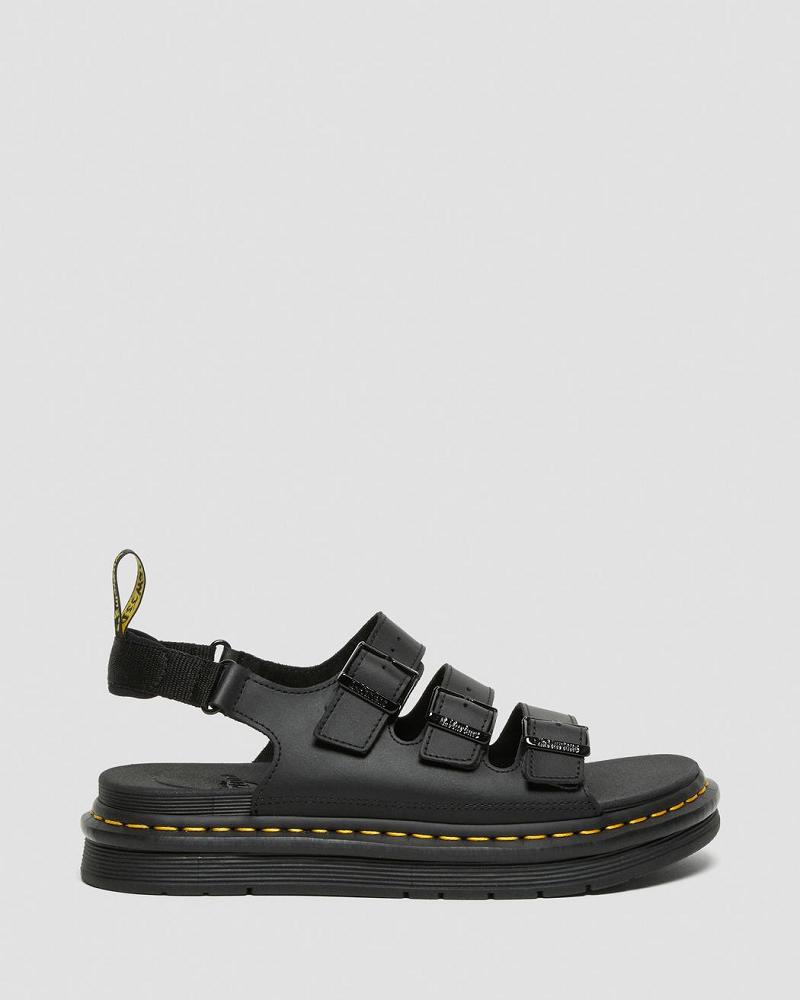 Sandalias Con Tiras Dr Martens Soloman Men's Cuero Hombre Negros | MX 165RVD